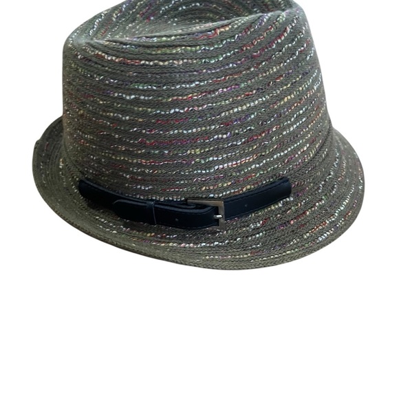 Nordstroms Olive Green Multicolor Wool Fedora Hat Leather Clasp✨Like New✨SZ OS - Picture 3 of 8